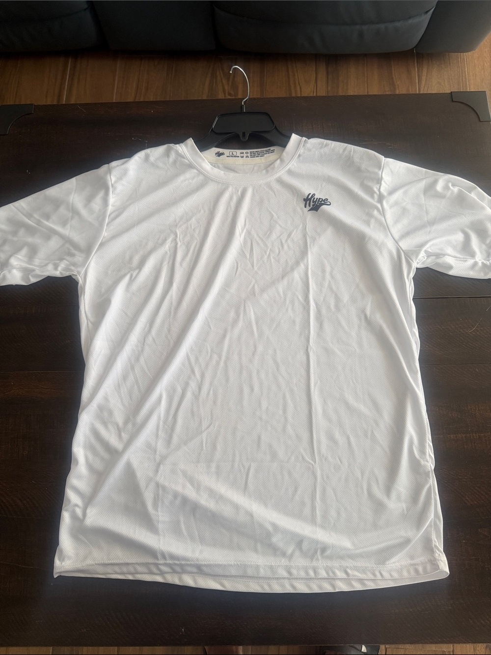 Hype Men’s White Short-Sleeve Athletic Tee with Navy Logo